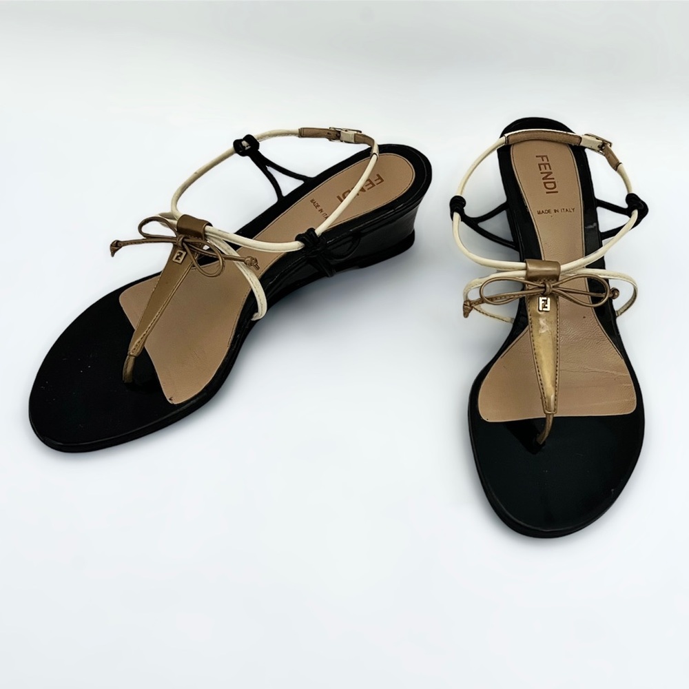 Fendi Open Toe Wedge Sandals